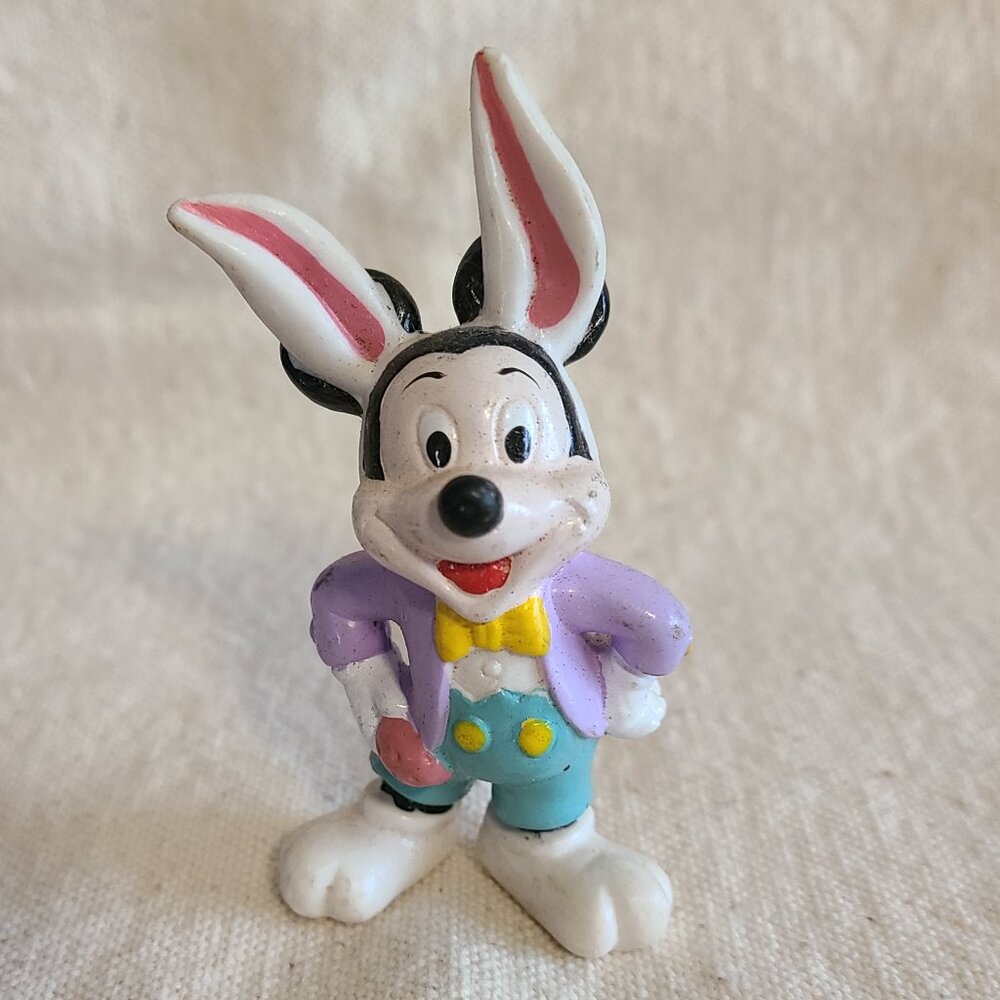 Vintage‎ Disney Mickey Mouse Easter Bunny Figurine Collectible Decoration